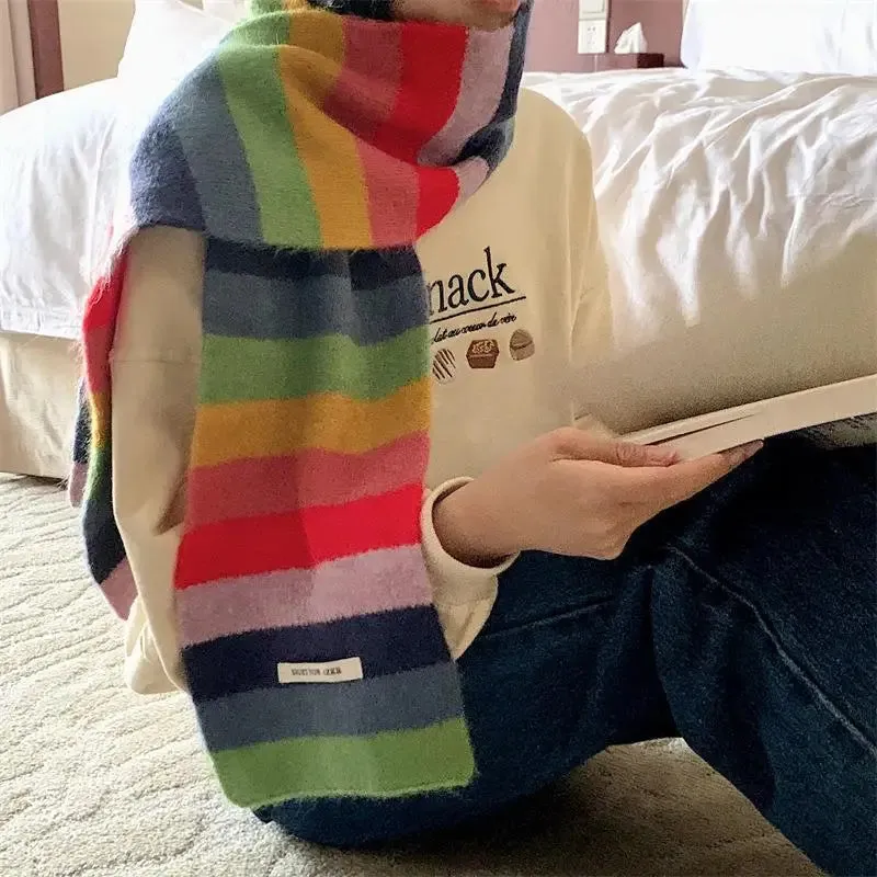 Rainbow Stripes Mohair Scarf