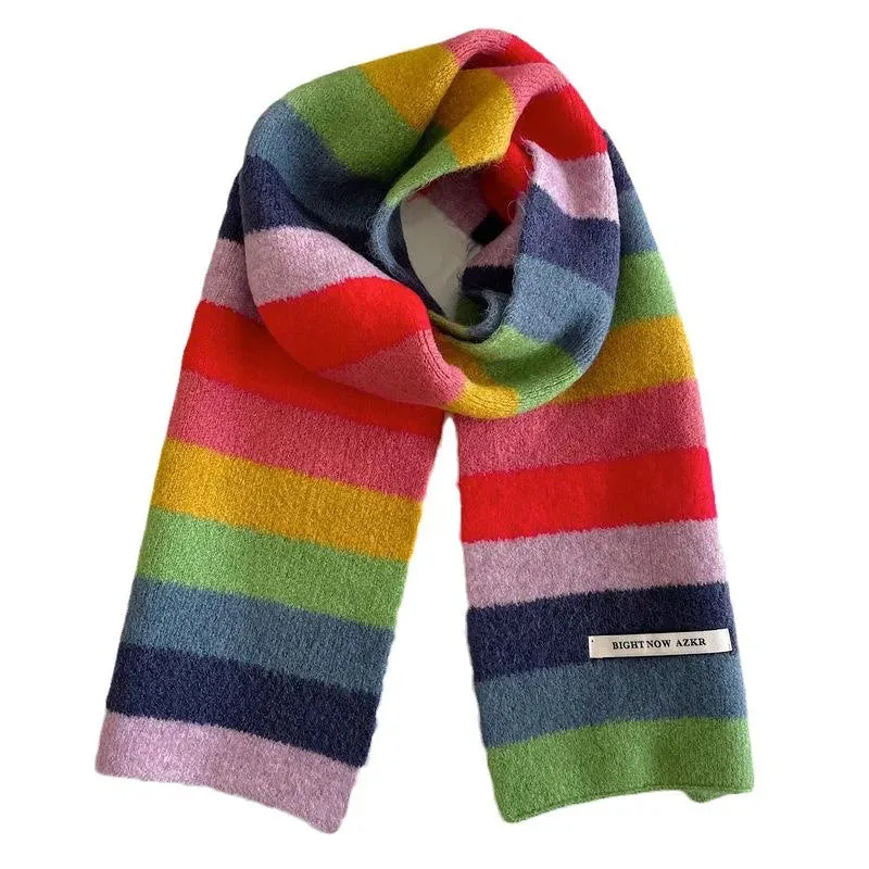 Rainbow Stripes Mohair Scarf