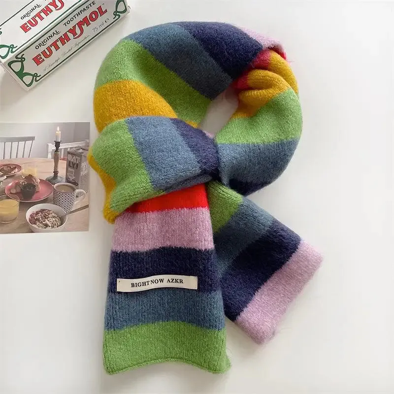 Rainbow Stripes Mohair Scarf