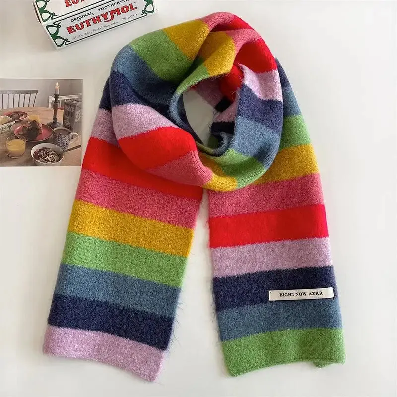 Rainbow Stripes Mohair Scarf