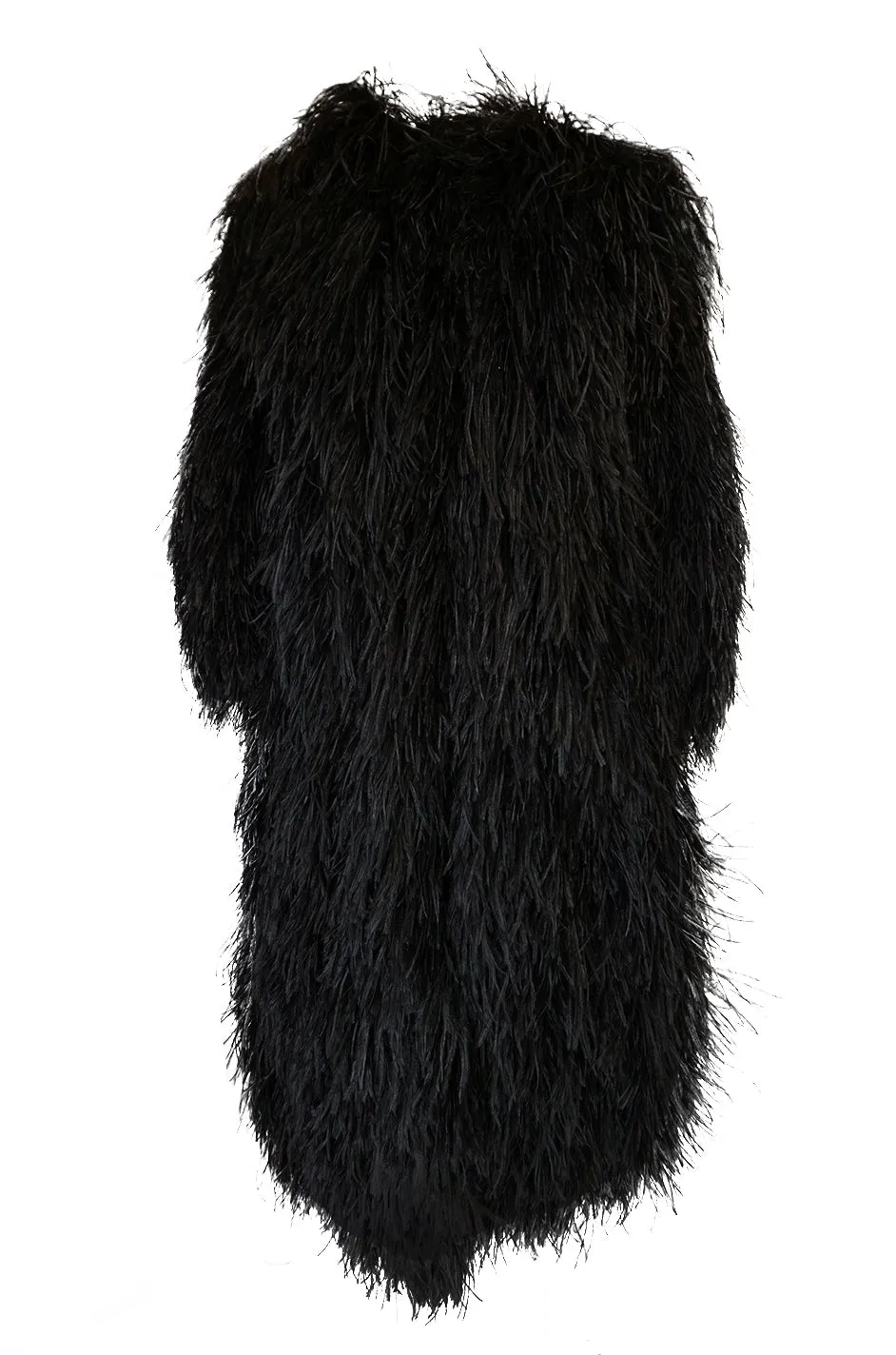 Rare c1970 Yves Saint Laurent Black Ostrich Feather Coat