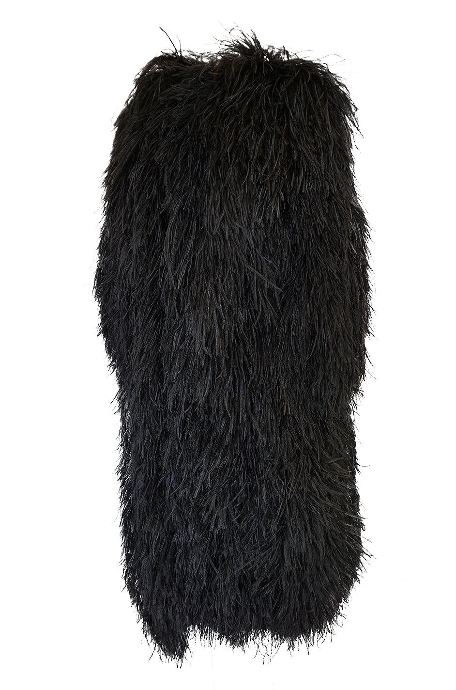 Rare c1970 Yves Saint Laurent Black Ostrich Feather Coat