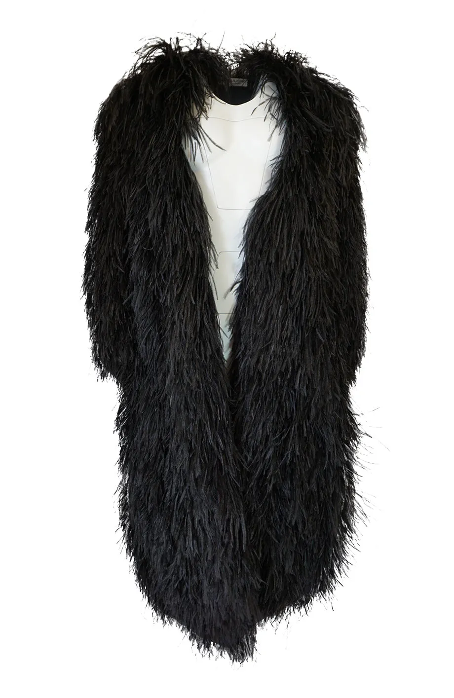 Rare c1970 Yves Saint Laurent Black Ostrich Feather Coat