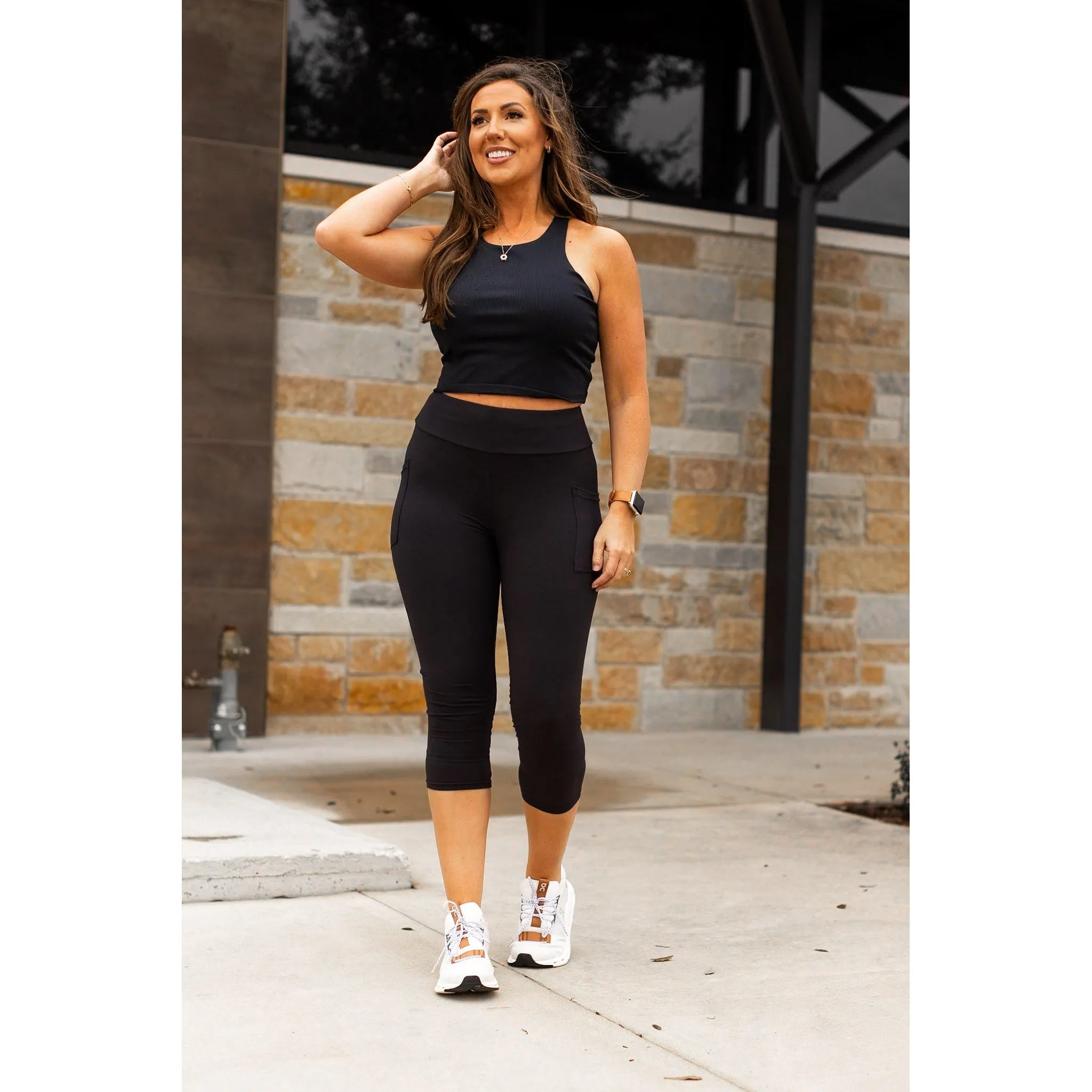 Ready to Ship | The Cassandra - Black CAPRI with POCKETS  - Luxe Leggings