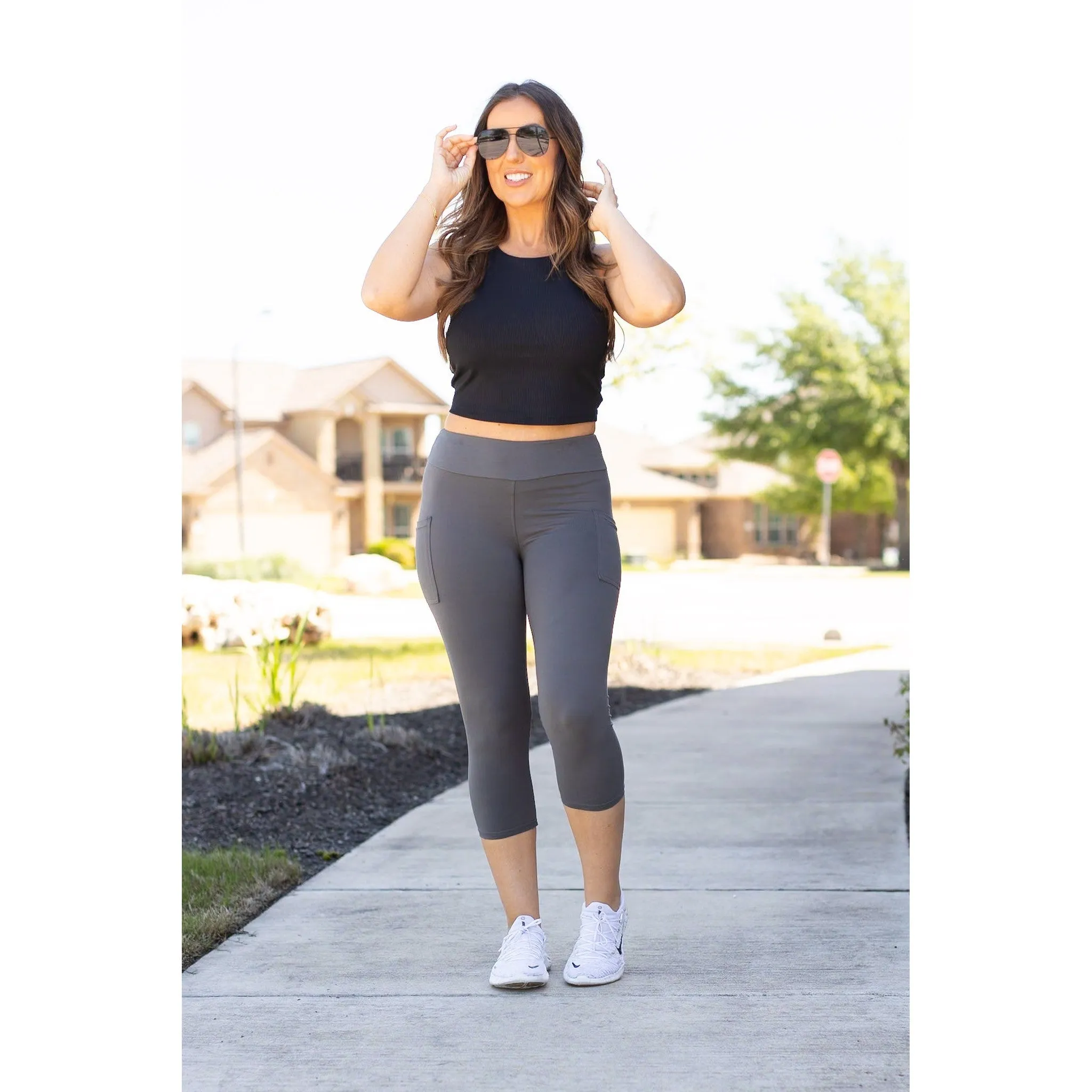 Ready to Ship | The Dani -  Charcoal CAPRI with POCKETS  - Luxe Leggings by Julia Rose®