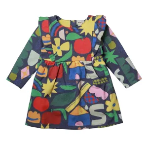 Recycled Cotton Pattern Baby Ruffle Dress