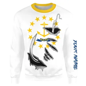 Rhode Island Flag Fishing Fish hook Custom All over print Sweatshirt, patriotic Fishing Shirts - HPW341