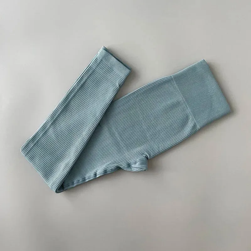 Ribbed High-Waisted Yoga Pants - Gym Leggings for Women