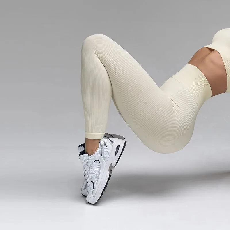 Ribbed High-Waisted Yoga Pants - Gym Leggings for Women