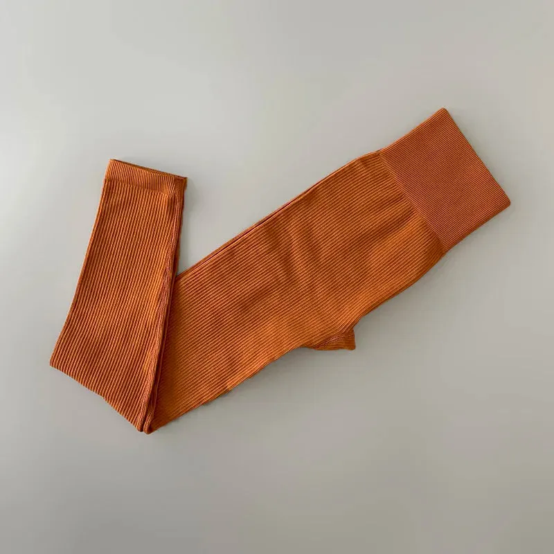Ribbed High-Waisted Yoga Pants - Gym Leggings for Women