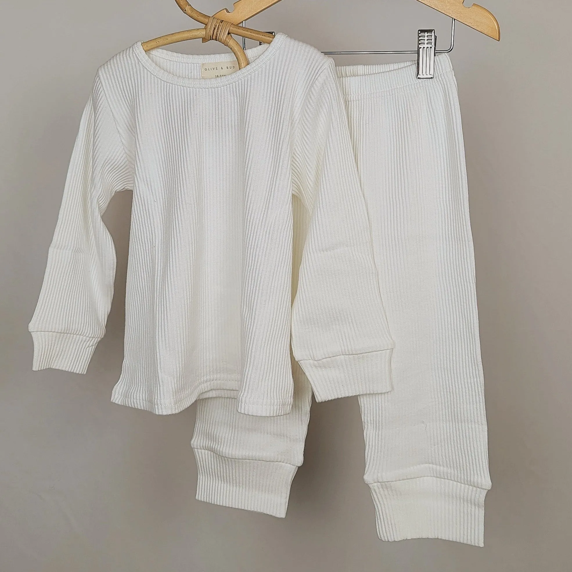 Ribbed Long Two-Piece Set - Oyster