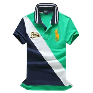 RL Custom Fitted Green/Blue Short Sleeve Polo
