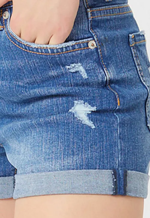 Rolled Denim Shorts