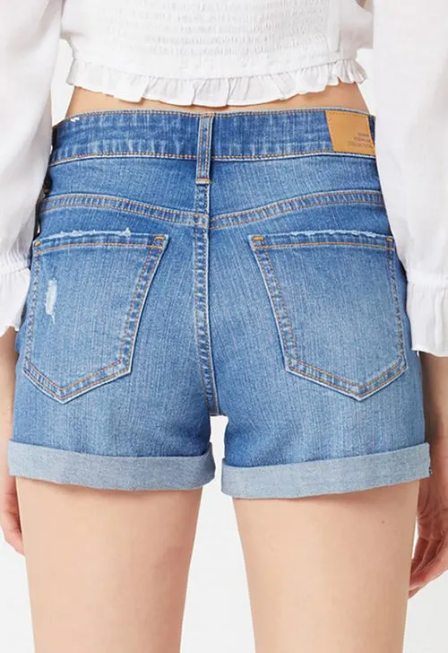 Rolled Denim Shorts