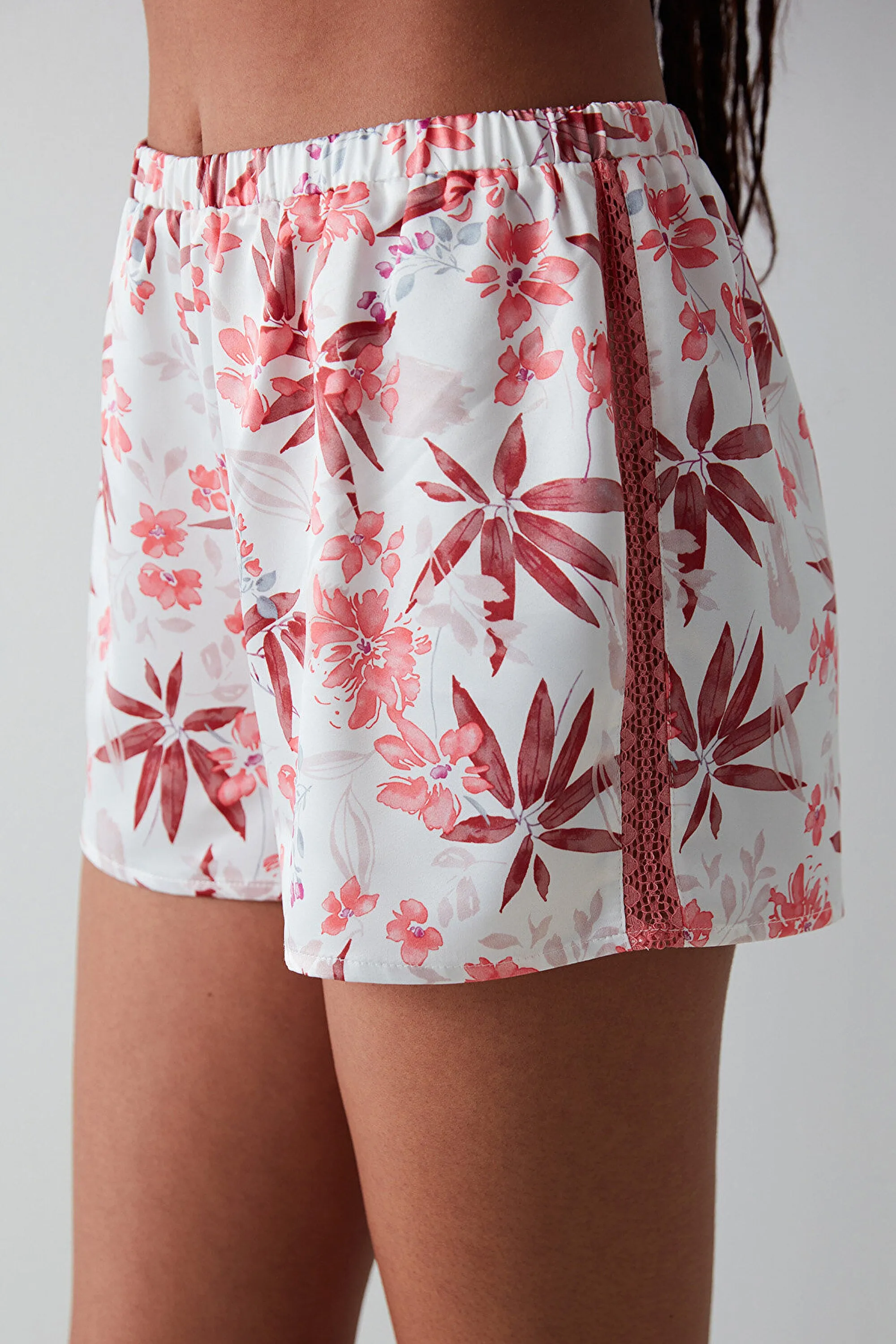 Rosy Printed Satin Shorts PJ Bottom