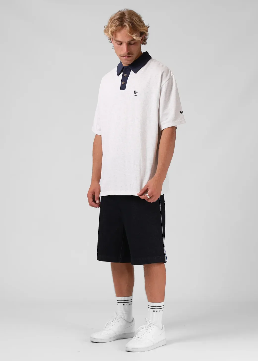 RPM Pro Polo - White Marl/Navy