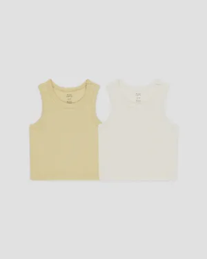 Rylee & Cru - Ribbed Tank Set - Yellow, Ivory