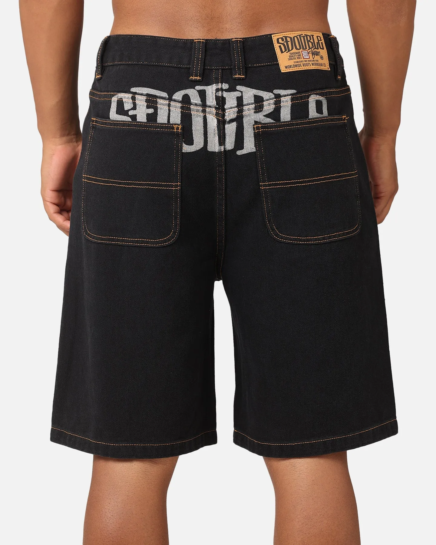 S Double Print Denim Standard Shorts Black