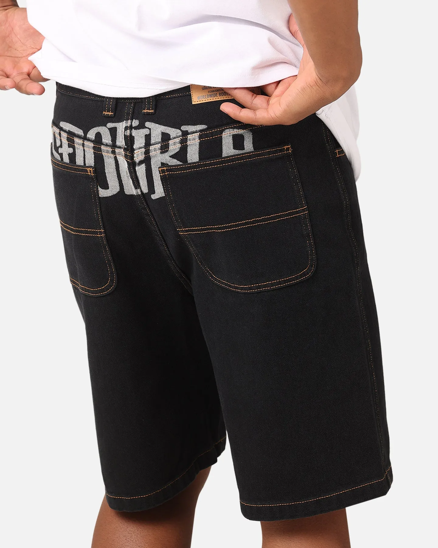 S Double Print Denim Standard Shorts Black