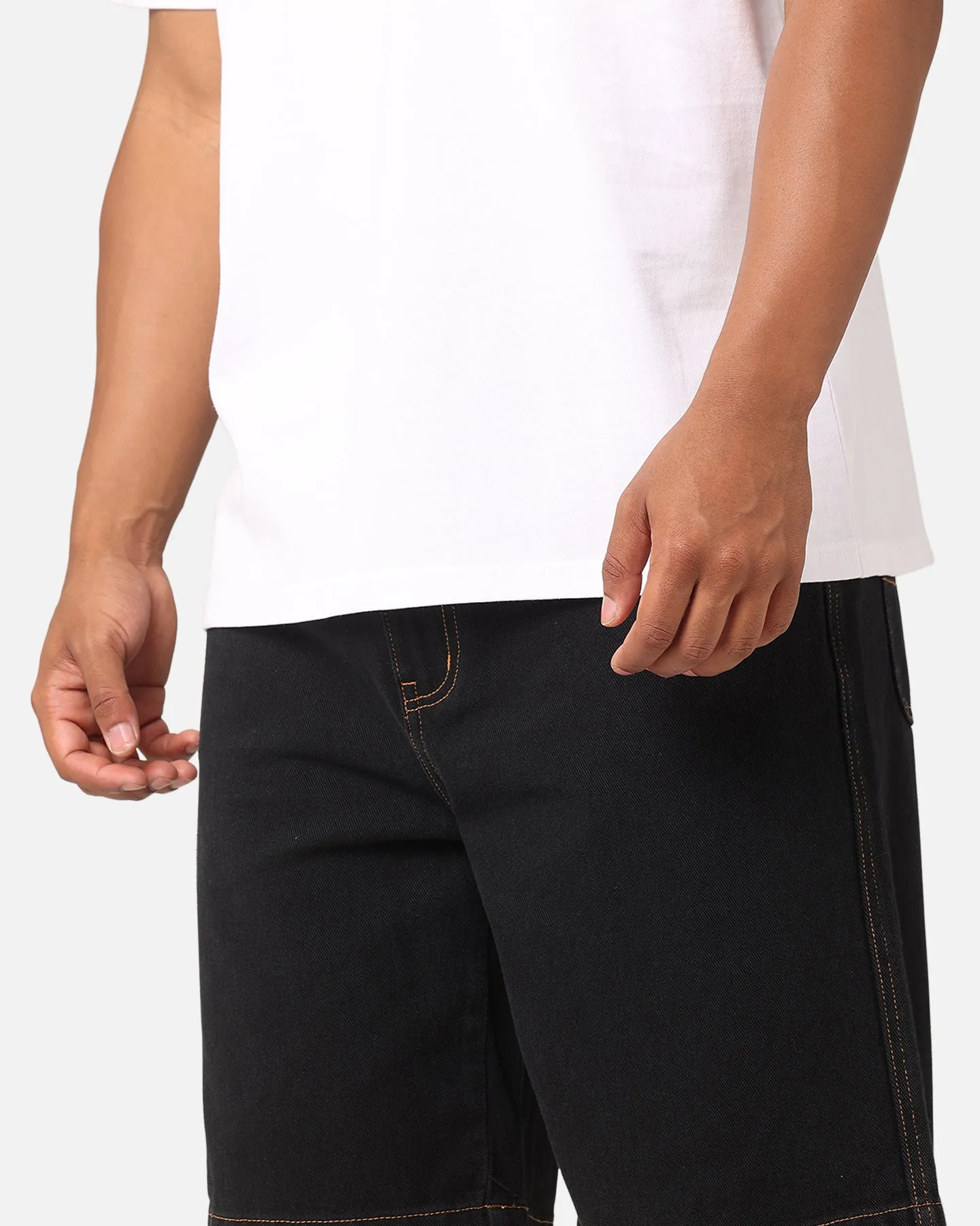 S Double Print Denim Standard Shorts Black