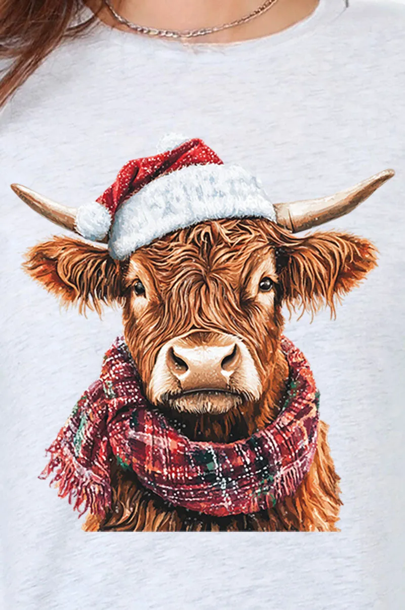 Santa Highland Cow Unisex Dri-Power Long-Sleeve 50/50 Tee