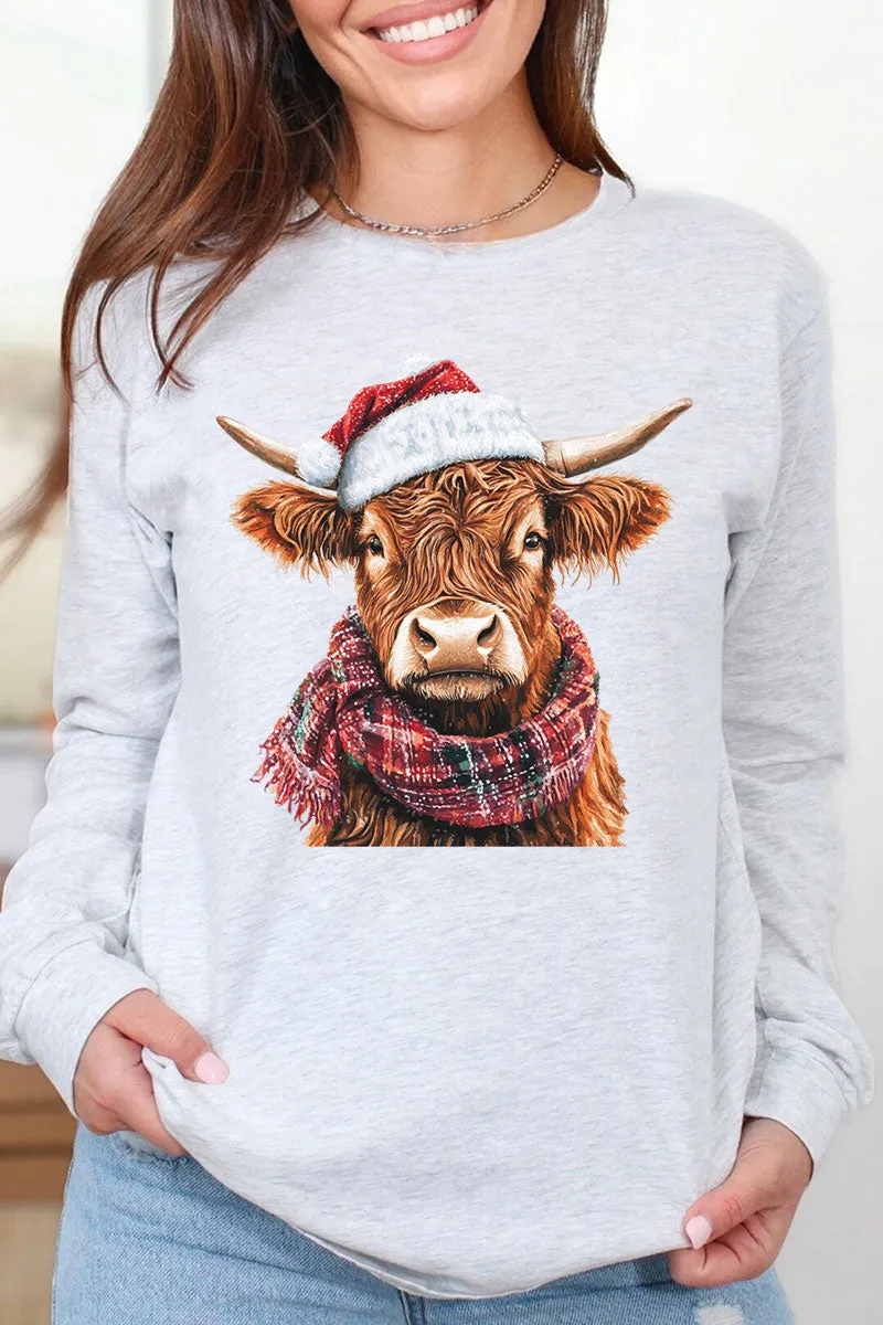 Santa Highland Cow Unisex Dri-Power Long-Sleeve 50/50 Tee