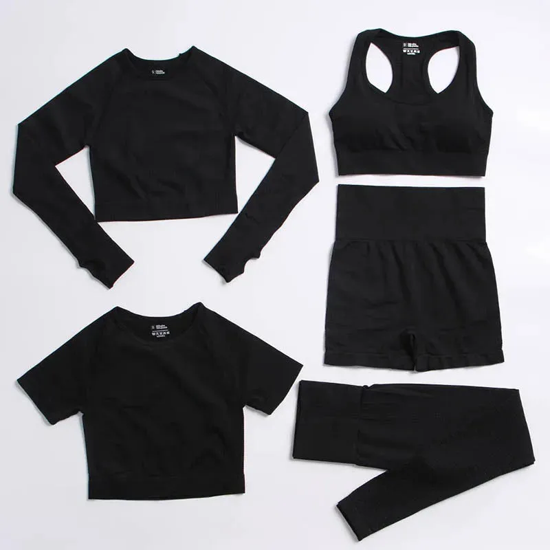 Seamless Yoga Suit: Sports Shirts, Crop Top, Leggings, Gym Clothes Fitness Tracksuit, Workout Set