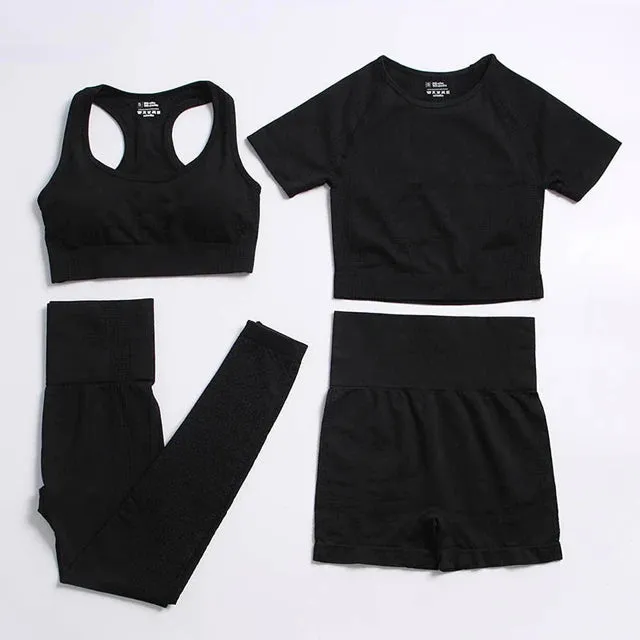 Seamless Yoga Suit: Sports Shirts, Crop Top, Leggings, Gym Clothes Fitness Tracksuit, Workout Set