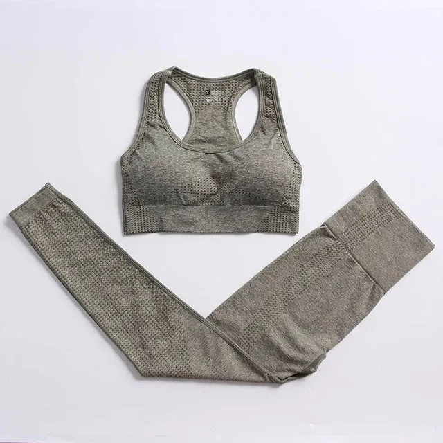 Seamless Yoga Suit: Sports Shirts, Crop Top, Leggings, Gym Clothes Fitness Tracksuit, Workout Set