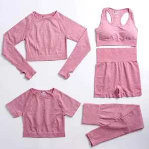 Seamless Yoga Suit: Sports Shirts, Crop Top, Leggings, Gym Clothes Fitness Tracksuit, Workout Set