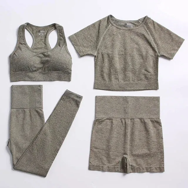 Seamless Yoga Suit: Sports Shirts, Crop Top, Leggings, Gym Clothes Fitness Tracksuit, Workout Set