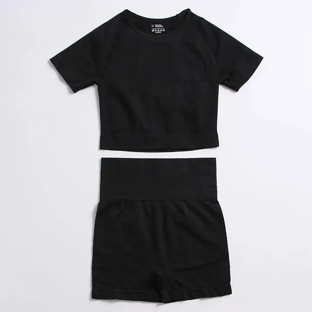 Seamless Yoga Suit: Sports Shirts, Crop Top, Leggings, Gym Clothes Fitness Tracksuit, Workout Set