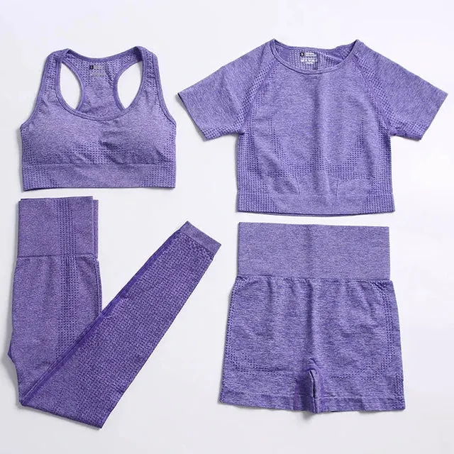 Seamless Yoga Suit: Sports Shirts, Crop Top, Leggings, Gym Clothes Fitness Tracksuit, Workout Set