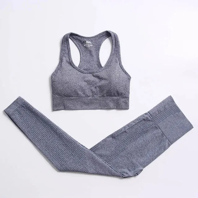 Seamless Yoga Suit: Sports Shirts, Crop Top, Leggings, Gym Clothes Fitness Tracksuit, Workout Set