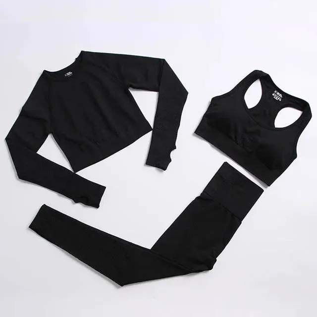 Seamless Yoga Suit: Sports Shirts, Crop Top, Leggings, Gym Clothes Fitness Tracksuit, Workout Set