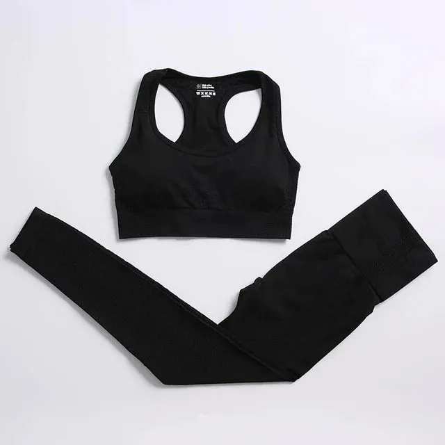 Seamless Yoga Suit: Sports Shirts, Crop Top, Leggings, Gym Clothes Fitness Tracksuit, Workout Set