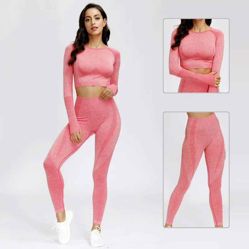 Seamless Yoga Suit: Sports Shirts, Crop Top, Leggings, Gym Clothes Fitness Tracksuit, Workout Set