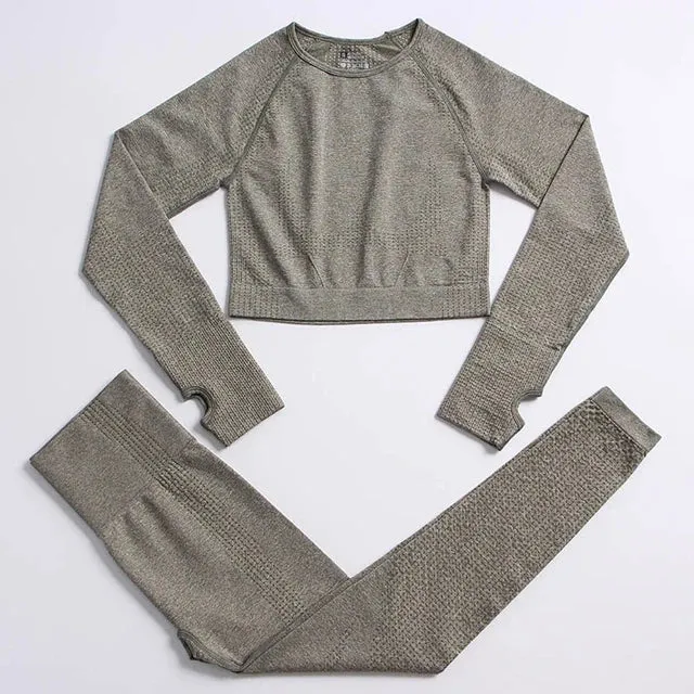 Seamless Yoga Suit: Sports Shirts, Crop Top, Leggings, Gym Clothes Fitness Tracksuit, Workout Set