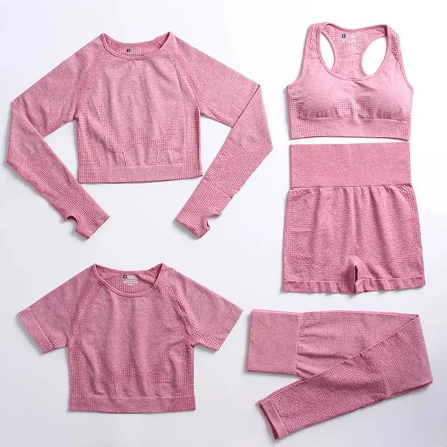Seamless Yoga Suit: Sports Shirts, Crop Top, Leggings, Gym Clothes Fitness Tracksuit, Workout Set