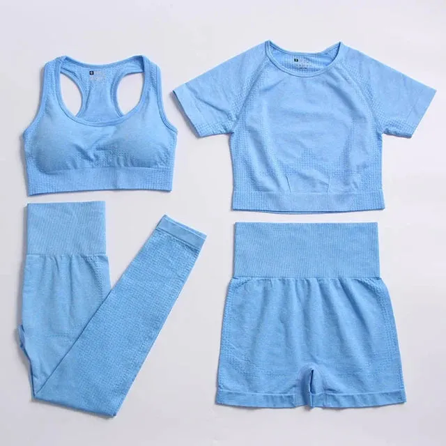 Seamless Yoga Suit: Sports Shirts, Crop Top, Leggings, Gym Clothes Fitness Tracksuit, Workout Set