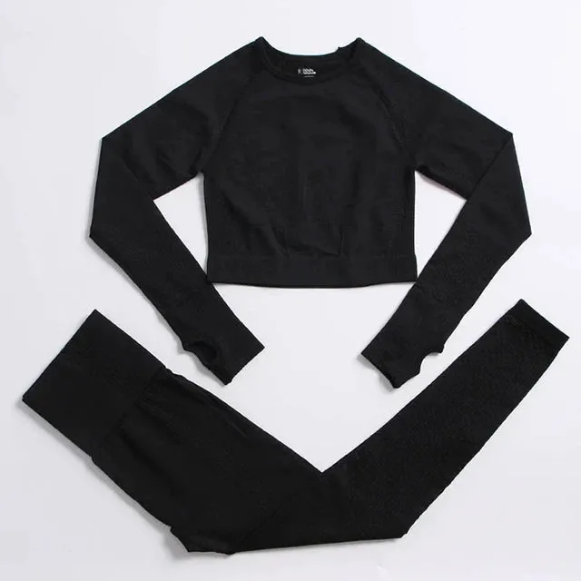Seamless Yoga Suit: Sports Shirts, Crop Top, Leggings, Gym Clothes Fitness Tracksuit, Workout Set