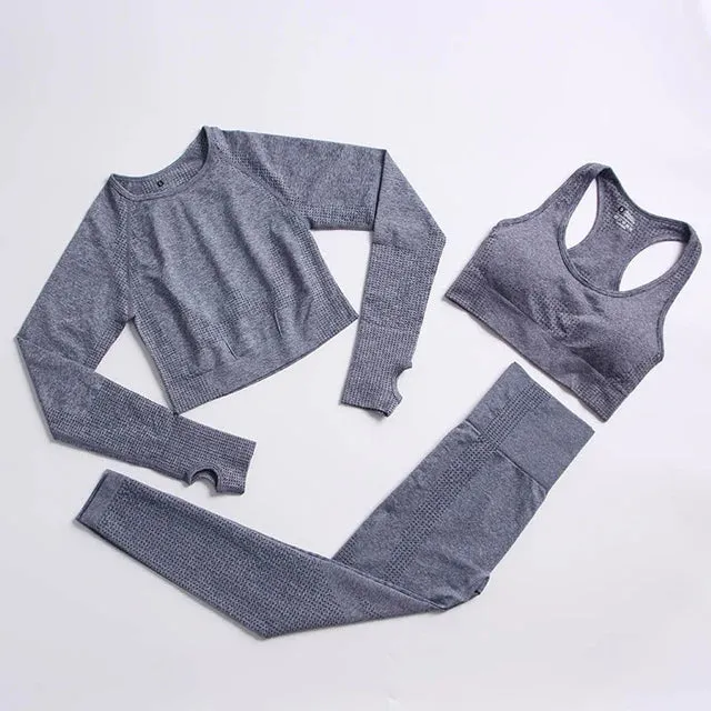 Seamless Yoga Suit: Sports Shirts, Crop Top, Leggings, Gym Clothes Fitness Tracksuit, Workout Set