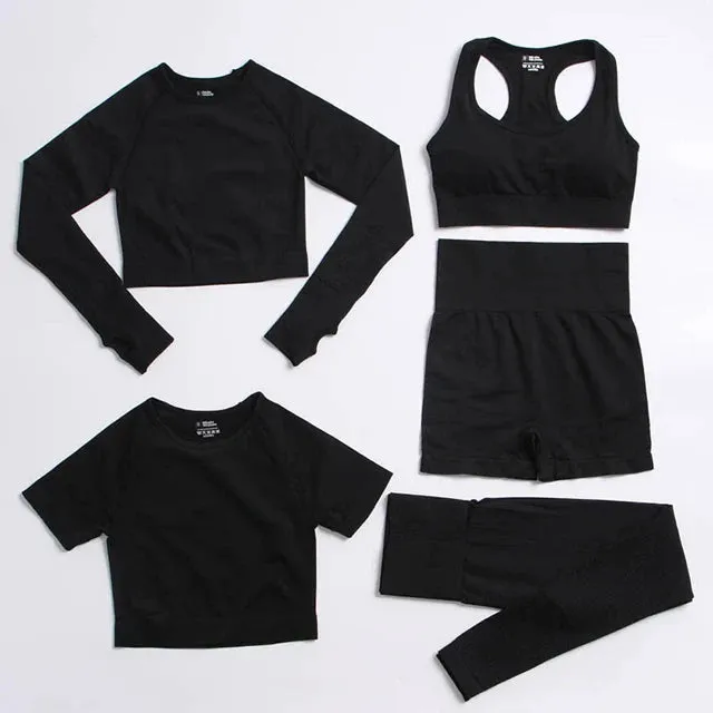 Seamless Yoga Suit: Sports Shirts, Crop Top, Leggings, Gym Clothes Fitness Tracksuit, Workout Set