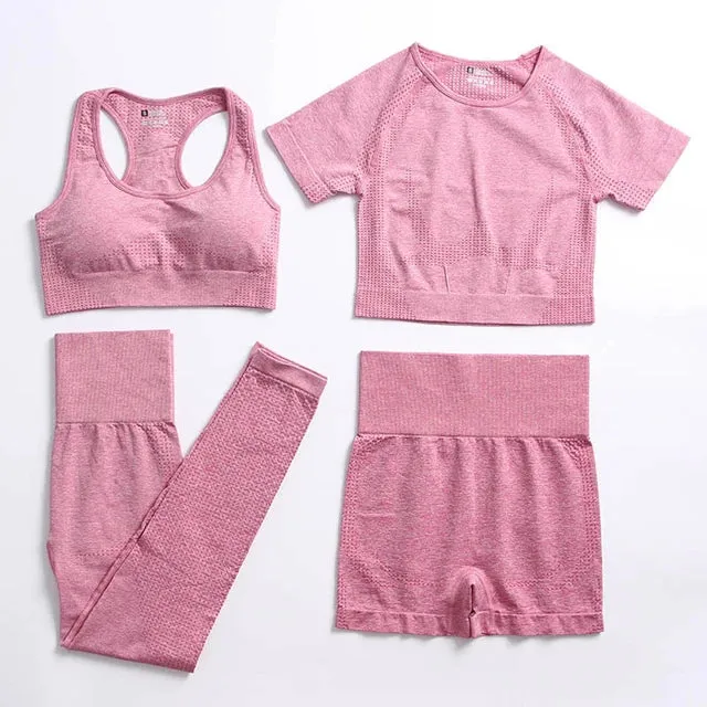 Seamless Yoga Suit: Sports Shirts, Crop Top, Leggings, Gym Clothes Fitness Tracksuit, Workout Set