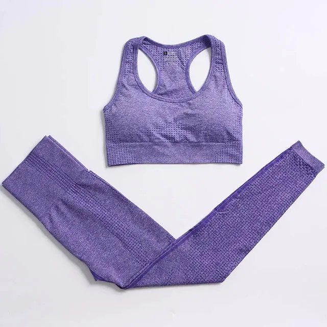 Seamless Yoga Suit: Sports Shirts, Crop Top, Leggings, Gym Clothes Fitness Tracksuit, Workout Set