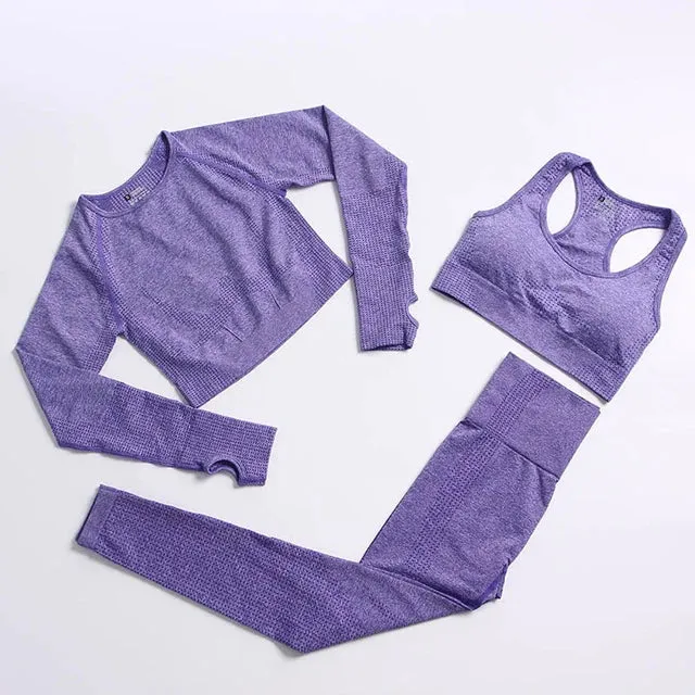 Seamless Yoga Suit: Sports Shirts, Crop Top, Leggings, Gym Clothes Fitness Tracksuit, Workout Set
