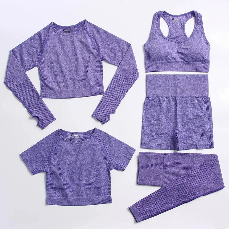 Seamless Yoga Suit: Sports Shirts, Crop Top, Leggings, Gym Clothes Fitness Tracksuit, Workout Set
