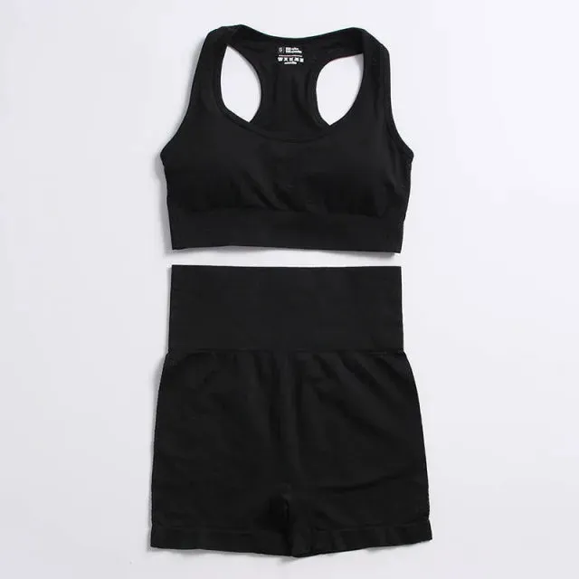 Seamless Yoga Suit: Sports Shirts, Crop Top, Leggings, Gym Clothes Fitness Tracksuit, Workout Set