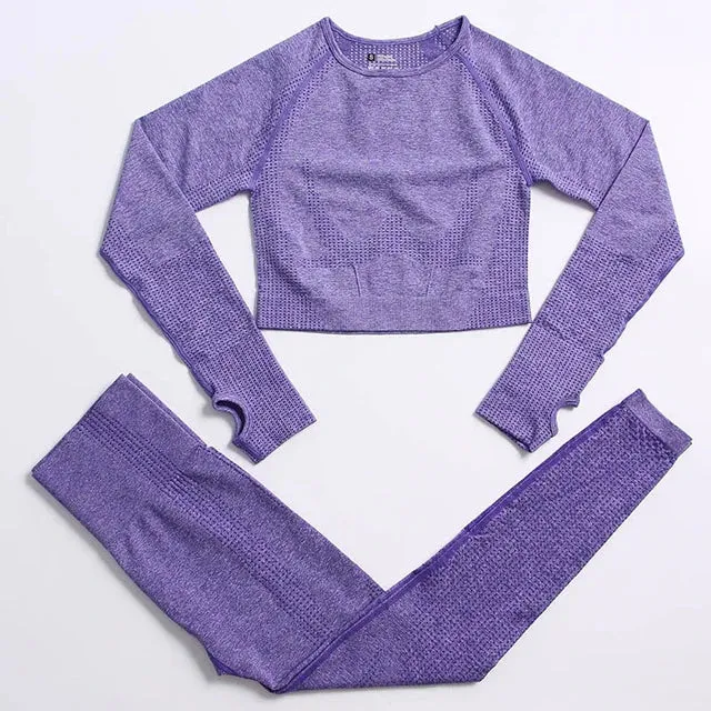 Seamless Yoga Suit: Sports Shirts, Crop Top, Leggings, Gym Clothes Fitness Tracksuit, Workout Set