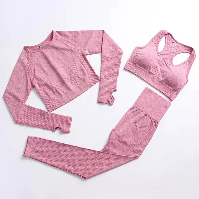 Seamless Yoga Suit: Sports Shirts, Crop Top, Leggings, Gym Clothes Fitness Tracksuit, Workout Set